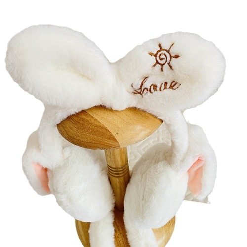 韩版蝴蝶结会动气囊耳罩新款儿童冬季保暖毛绒耳罩女童耳包耳套