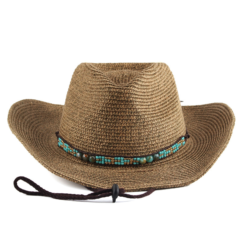 Comercio exterior transfronterizo de calidad para hombres y mujeres Sombrero de jazz Sombrero de vaquero occidental europeo y americano Sombrero de paja de ocio al aire libre Sombrero de caballero retro