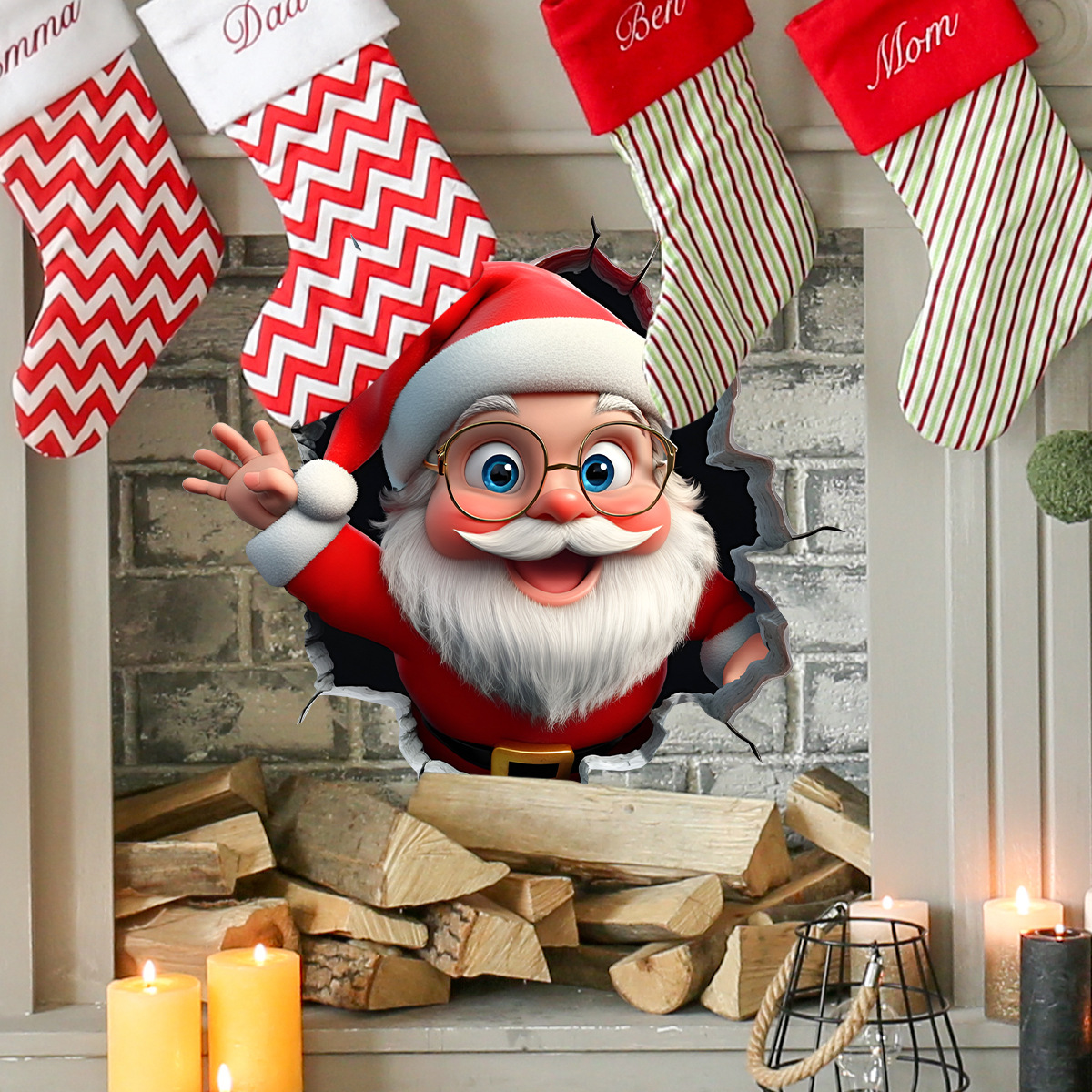 Kerstmis kerstman muursticker voor slaapkamer en woonkamer_voghion.com