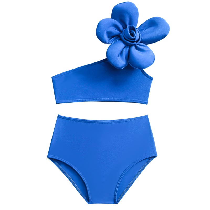 Girl's Solid Color Split Swimsuit Kids Swimwear display picture 1