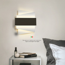 黑白床头壁灯创意几何方形卧室客厅背景墙灯现代极简过道走廊灯饰