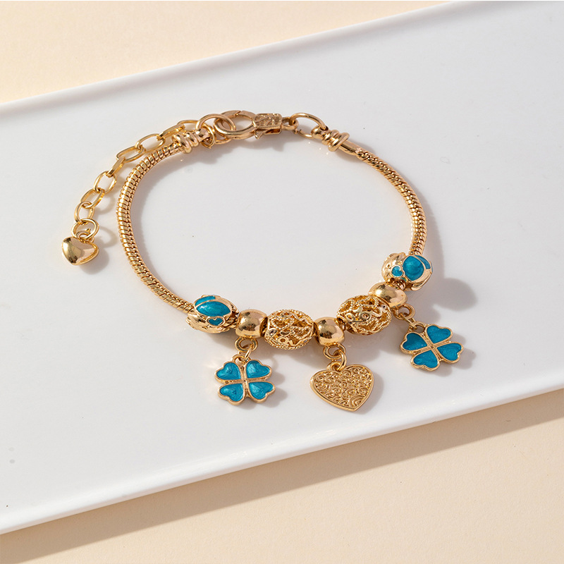 Panjia pulsera Dora DIY cuentas explosivas transfronterizas colgante en forma de corazón personalidad goteo de aleación hueco brazalete accesorios image 3