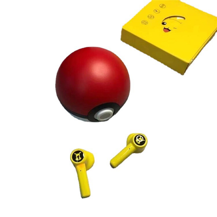 ポケモンピカチュウ真のワイヤレス Bluetooth ヘッドセットポケモンボール男の子と女の子のホリデーギフト漫画耳栓 TWS マイク|undefined