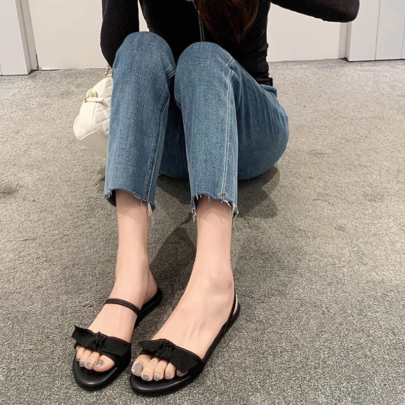 Madre de uva dulce niña ~ arco simple delgado con sandalias de verano para usar una sola chica de trapazo fresco