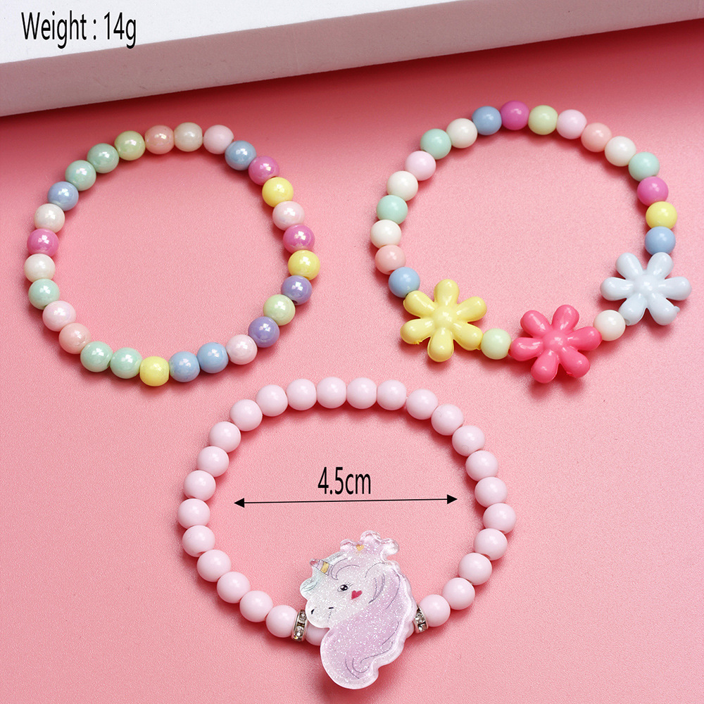Cartoon Style Unicorn Plastic Beaded Bracelets