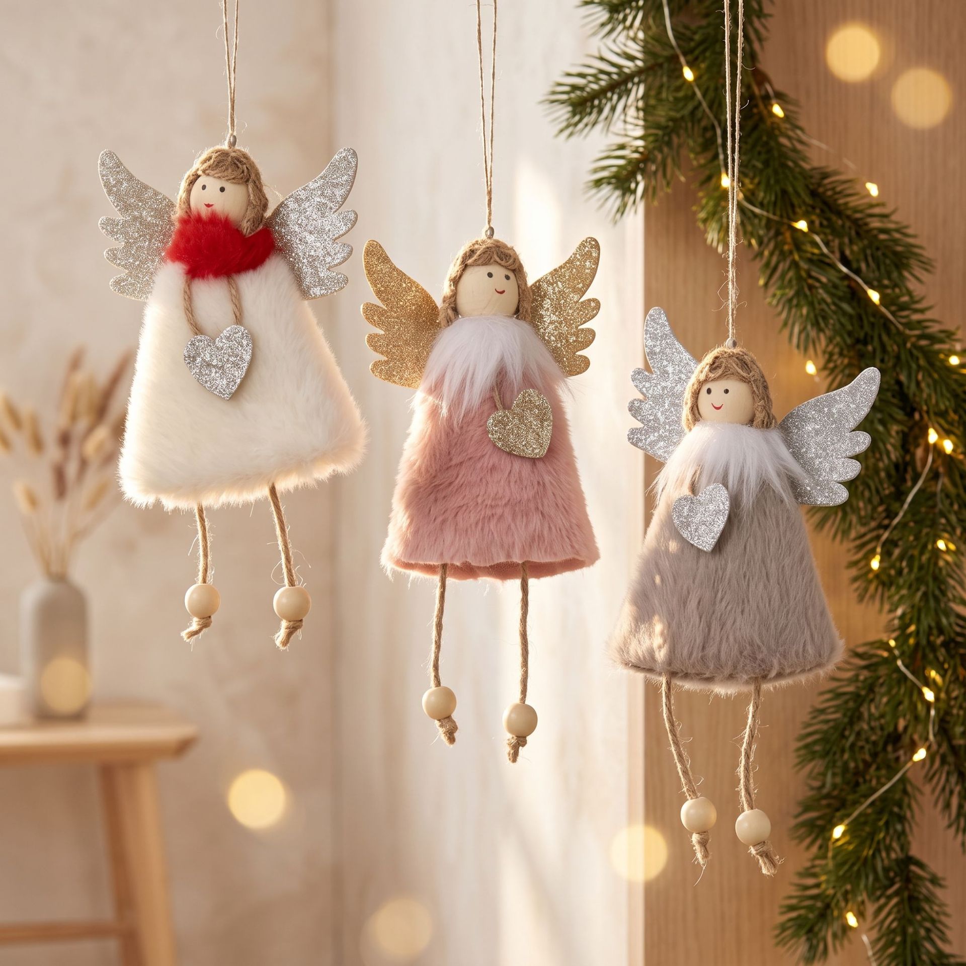 Cross-border new Christmas tree pendant love angel plush girl…