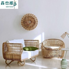 Outdoor sofa rattan chair coffee table set minimalist casual courtyard cabin balcony furniture villa indoor chair