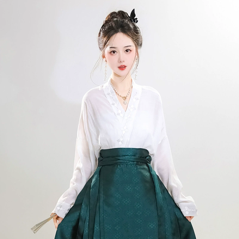 Skirt, genuine set, red Hanfu