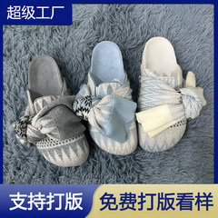 小众设计~毛衣蝴蝶结包头勃肯鞋女2025新款懒人鞋一脚蹬半拖拖鞋
