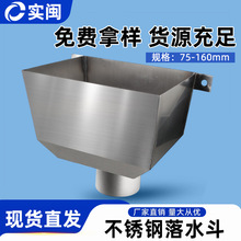 不锈钢落水斗 漏水斗侧墙铁固定排水管110方形接水槽雨水斗下水口