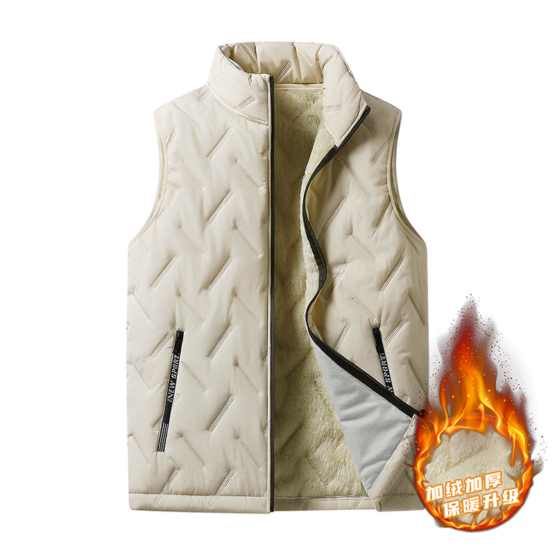 Chaqueta de cachemira de hombre de otoño y invierno, chaqueta de hombro de cachemira gruesa sin mangas, chaqueta caliente para padres de mediana edad