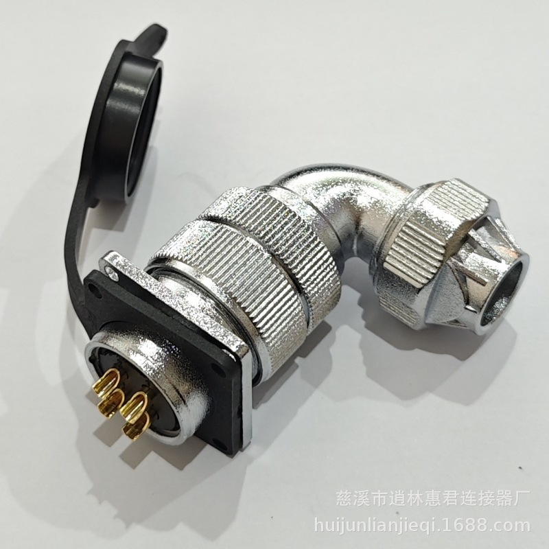 航空插头弯头防水WF24方形-2-3-4-9-10-12-15-19芯TU+Z镀金连接器