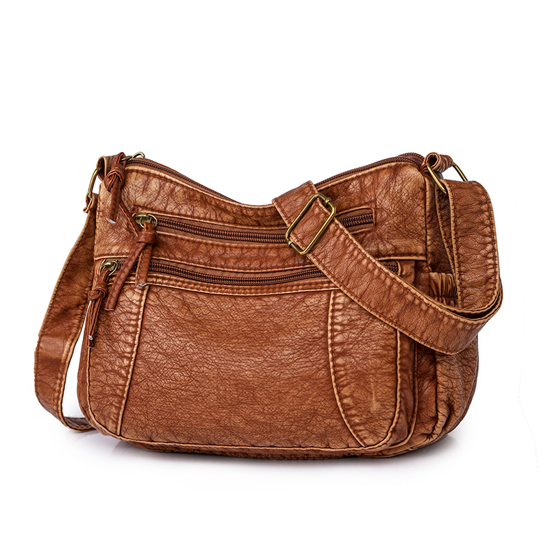 Washed Leather Women's 2023 New Model Shoulder Fashionable Large-capacity Crossbody Bag, PU Mom's Small Square Bag_voghion.com