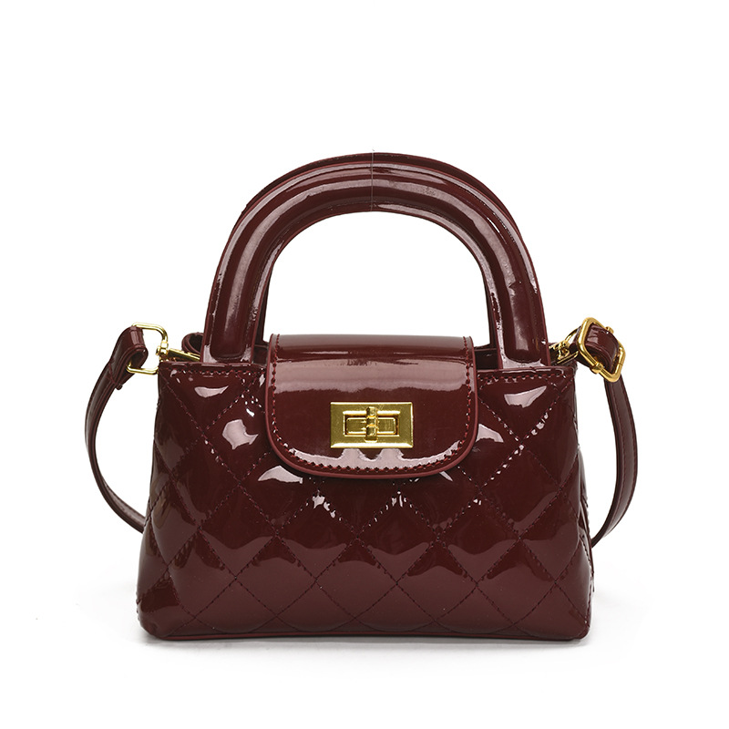 Bolso de alta calidad con textura 2025 verano nuevo estilo bolso femenino bolso de hombro bordado con rombo bolso de mensajero brillante charol marea