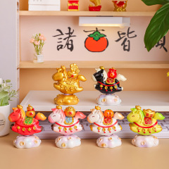 小马财财转转乐摆件桌面装饰品小马公仔马年生肖摆件寺庙文创礼品