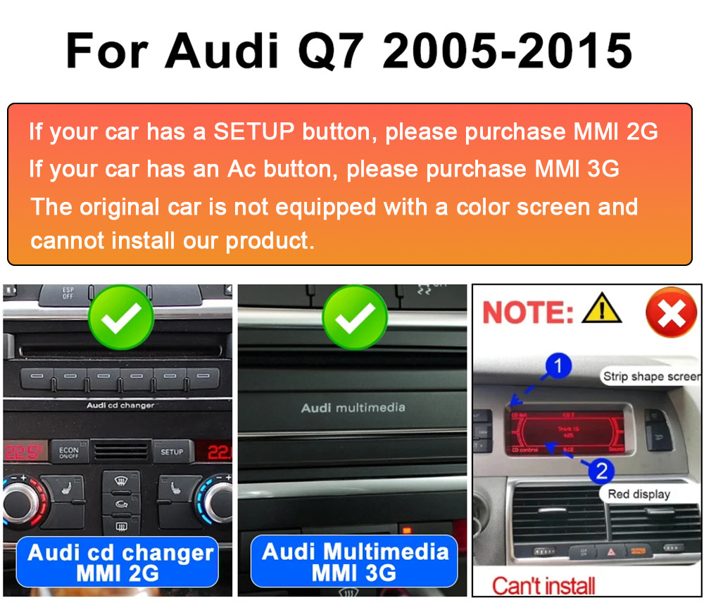 Cross-Border Suitable for Audi Q7 4L 2005-15 Wireless Carplay Large Screen Android Hd Car Navigator