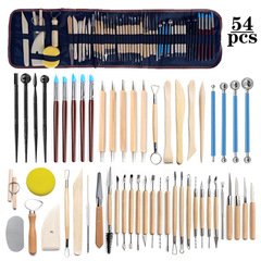 54-piece Cross-border Pottery Tool Set: Clay Sculpting Tools, Wheel-Throwing Tools, Scraper, Imprint Pen, and Clay Modeling Kit