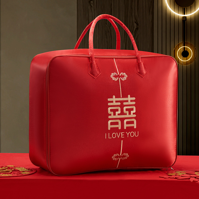 結婚祝いの喜びは包装袋の結婚布団の服の大きいサイズの収納袋の厚い収納袋の赤いお祝いの包装袋です。|undefined