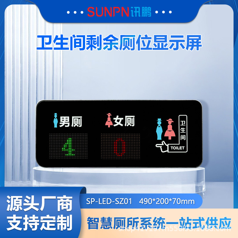 讯鹏楼宇卫生间剩余蹲位统计屏智慧公厕解决方案手机端APP小程序