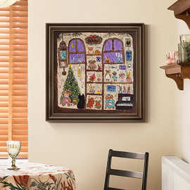 冬灯摆画圣诞客厅装饰画餐厅挂画卧室床头小众艺术节日氛围感壁画