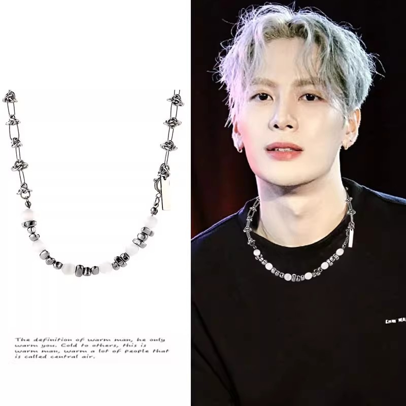 Thorn Opal beaded high-grade necklace men's hip hop style titanium steel chain men's fashion brand clavicle chain accessories