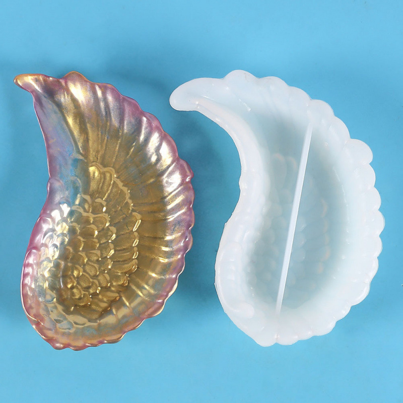diy水晶滴胶模具 欧式碟子托盘收纳盒羽毛翅膀造型硅胶树脂模具