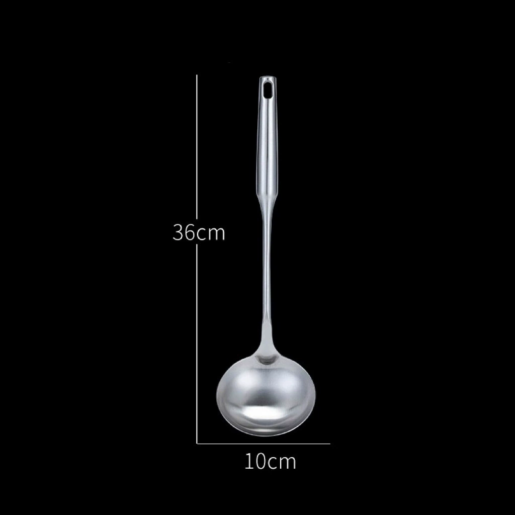 Kitchen cooking spoon 304 stainless steel spatula wholesale soup spoon large colander sanded hollow handle cooking spatula