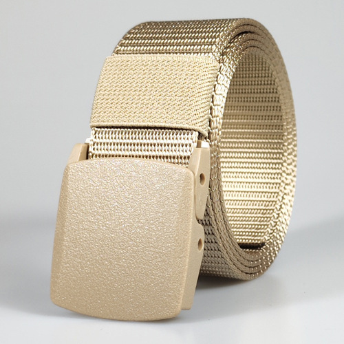 Ready-to-ship metal-free nylon belt for men, smooth buckle tactical belt, student military training outdoor canvas belt