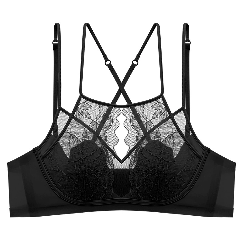  Lace summer thin underwear, supporting bra top, wireless bra, french style