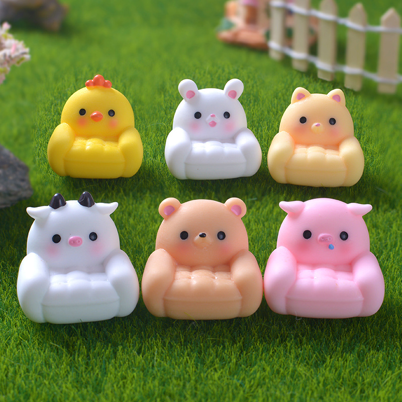 Cross-Border Cartoon Cute Animal Sofa Micro Landscape Desktop Small Ornaments Mini Piggy Sofa DIY Gadgets