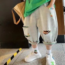 男童夏季裤子儿童短裤夏天宝宝帅气破洞牛仔裤酷帅男孩夏装休闲裤