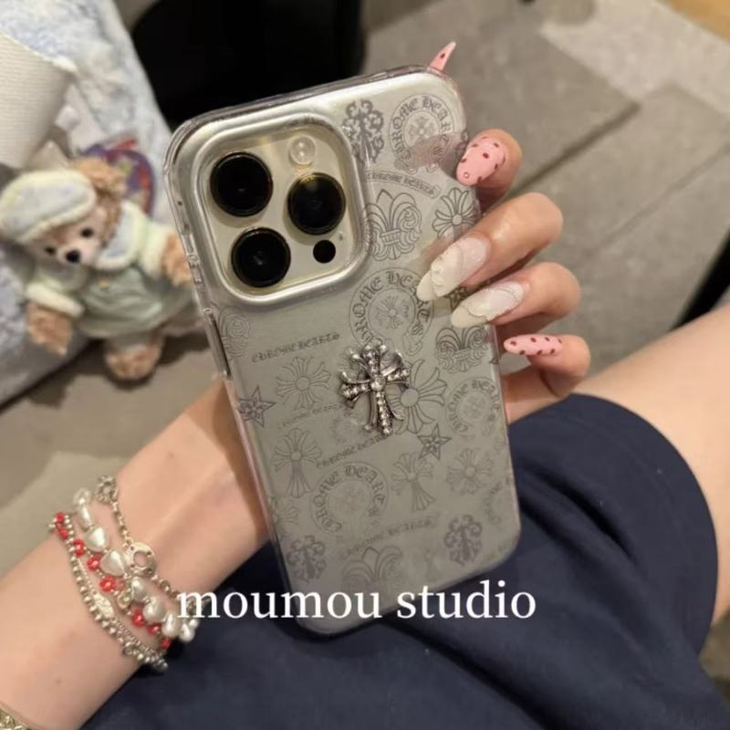 高级个性电镀立体十字架适用于苹果16promax手机壳15保护套1413|undefined