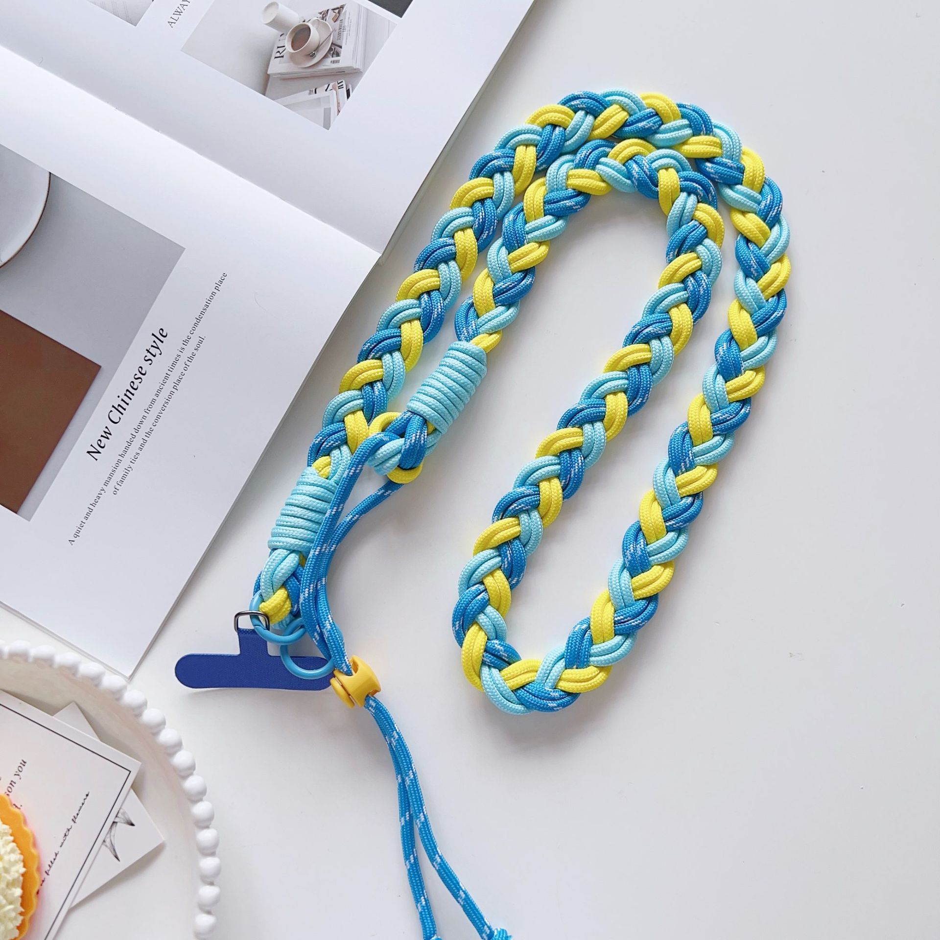 Color trenzado 6 hebras ajustable cuello de teléfono móvil cuello de cuello