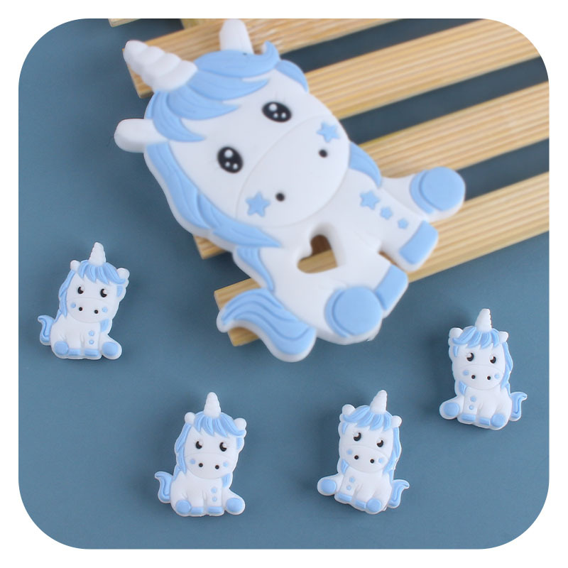 Nuevo bebé suministros unicornio de dibujos animados cuentas silicona creativo DIY chupete cadena pulsera juguete mordedor Accesorios