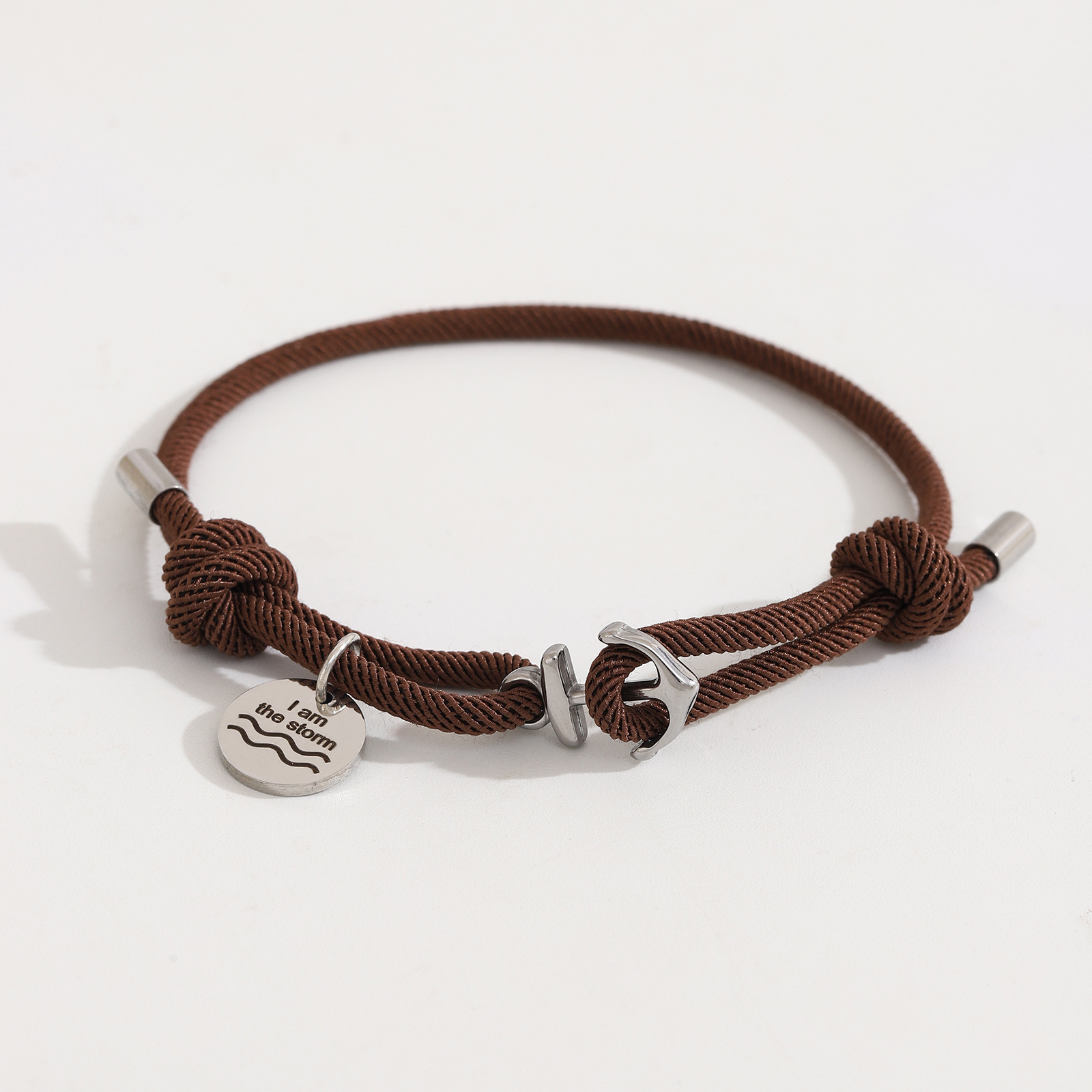 Round Anchor Milan Brown Bracelet Silver Accessories