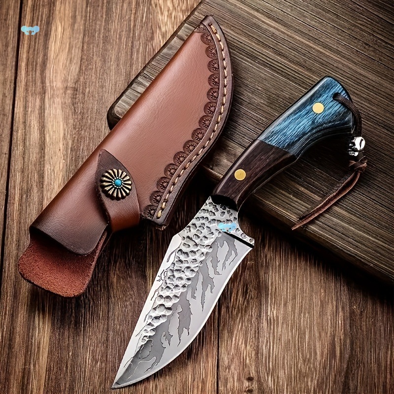 1pc Premium Blue Fire Stains Steel Knife with Ornate跨境