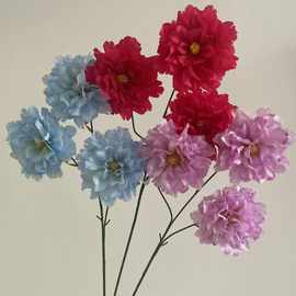 3头芙蓉牡丹婚庆家居装饰假花塑料花绢花 人造花仿真牡丹花花卉