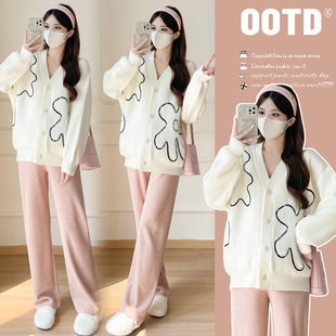 in stock Real Shot New 2024 Design Knitted Cardigan Korean Autumn and Winter Loose Long Sleeve Outer Draped