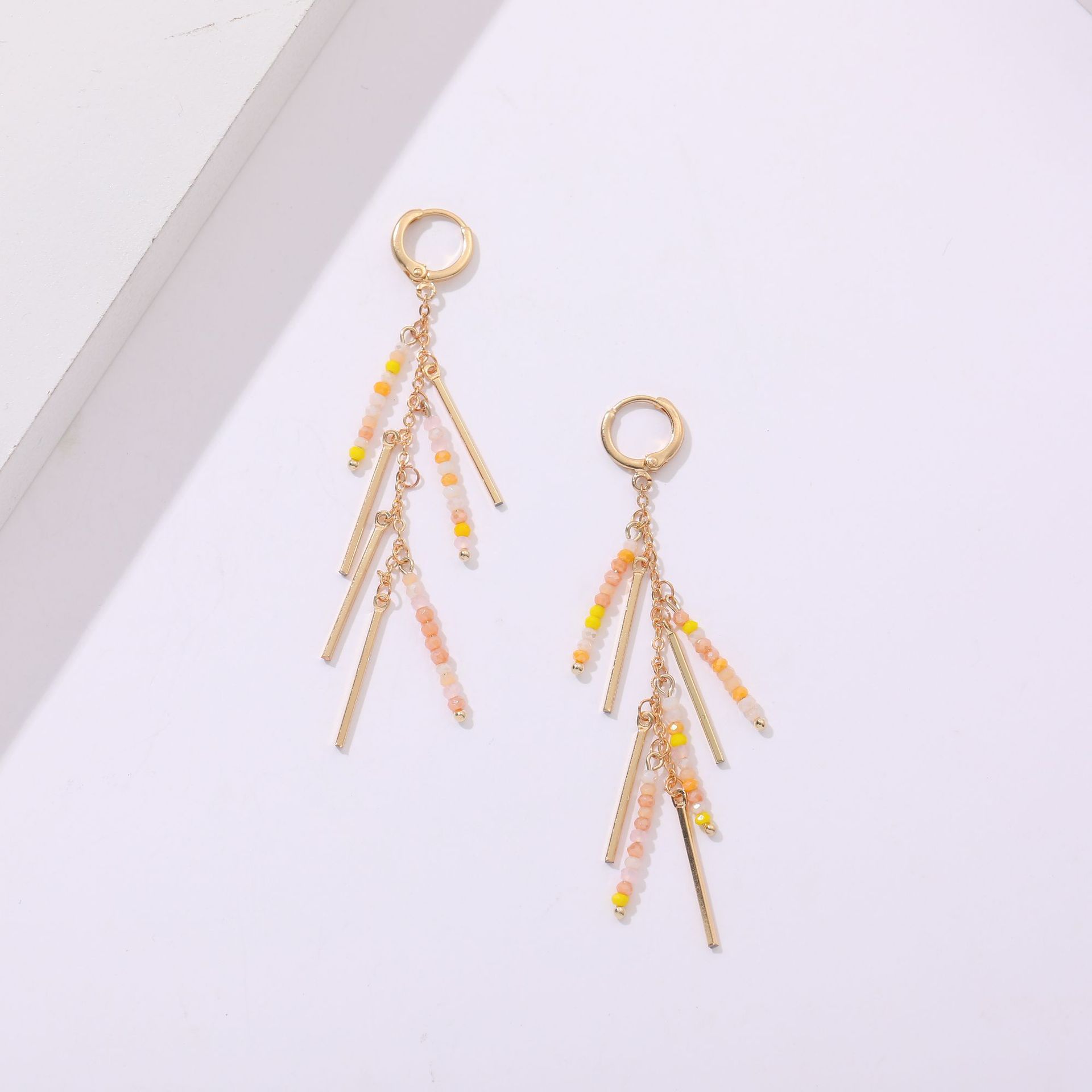 Wholesale Jewelry Orange Rice Bead Tassel Earrings Nihaojewelry display picture 3