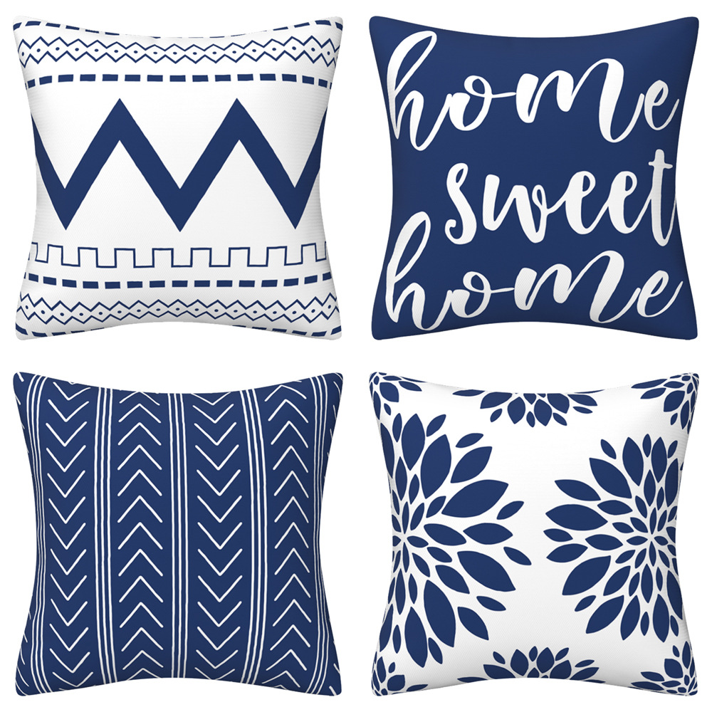 Home Decoration Pillow Four-Piece Set Scandinavian Simple Geometric Abstract Velvet Pillow Cover Sofa Cushion Pillow Cover