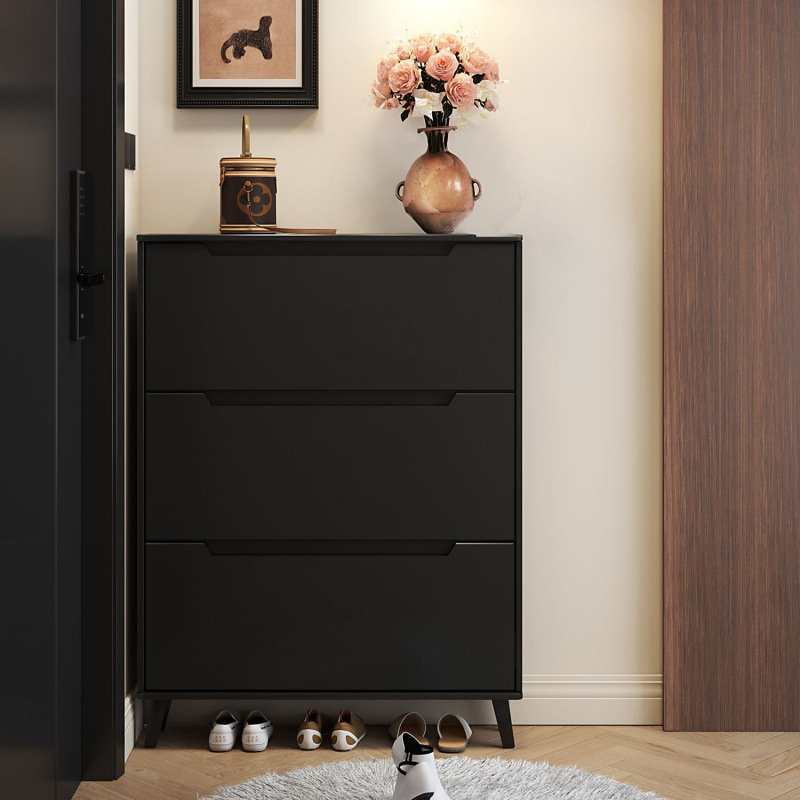 Oak Flip Shoe Cabinet for Home Use, Modern Narrow 18cm Storage Cabinet, Large Capacity Entryway Shoe Rack