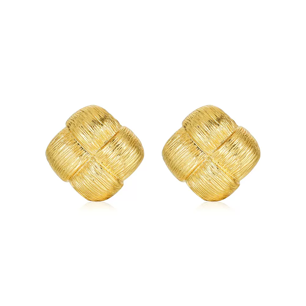 欧美风新款时尚大气几何型耳钉纹理感编织造型个性潮流时尚女耳饰