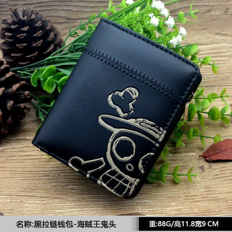 Zipper coin purse (anime style) black, card holder wallet, lightweight 0.099 kg