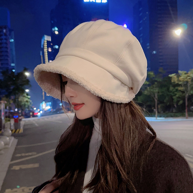 Gorro de invierno estilo japonés, forrado de felpa, tres en uno, cálido