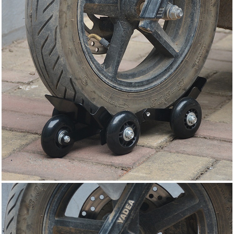 Motorcycle self-rescuer for flat tires, emergency tire booster, universal wheel device for moving vehicles, electric vehicle booster, motorcycle tow truck, vehicle mover