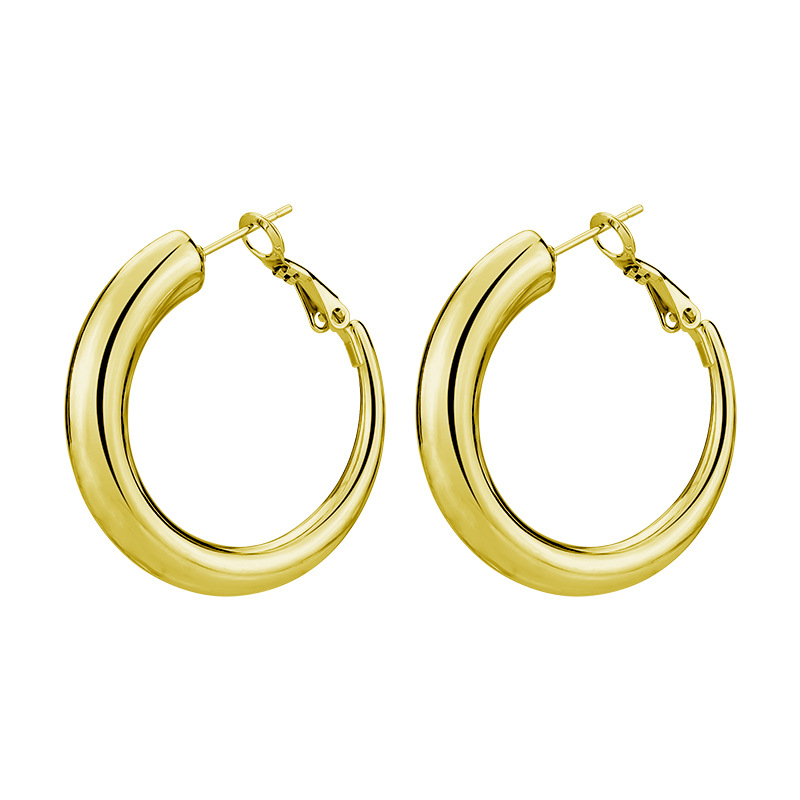 Venta caliente transfronteriza de acero de titanio personalidad simple alambre grueso diámetro titanio acero hueco pendientes exagerados grandes pendientes fábrica al por mayor