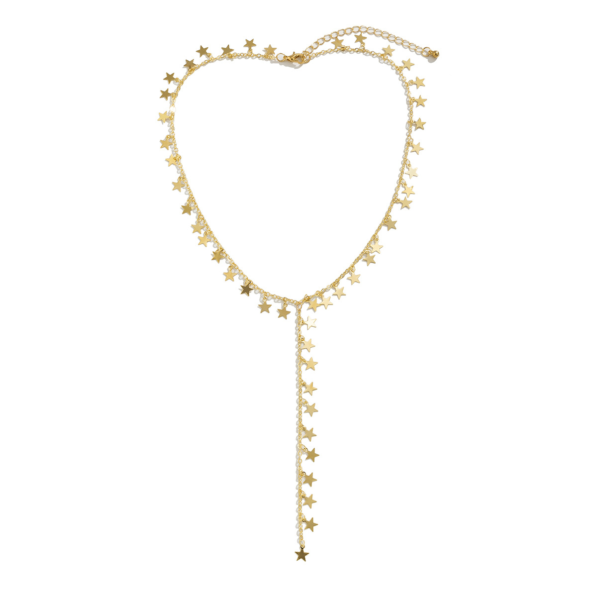 Accessoires polyvalents, longue chaîne de pull à pompon en forme d'étoile en forme de Y, collier en métal simple et élégant_voghion.com