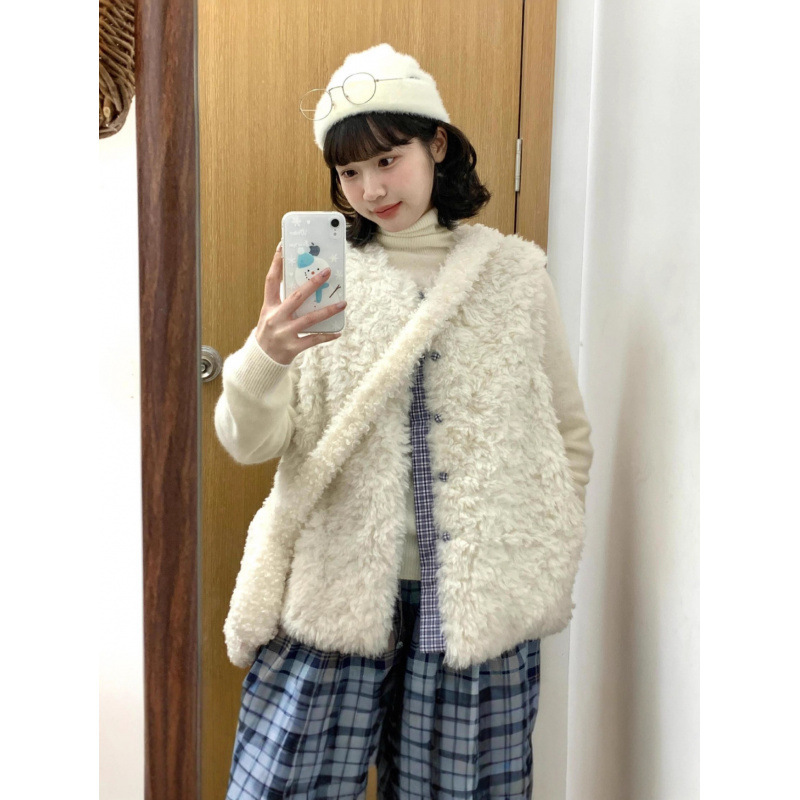 羊羔毛马甲女皮毛一体2025秋冬新款洋气外穿百搭加厚马夹网红外套|undefined