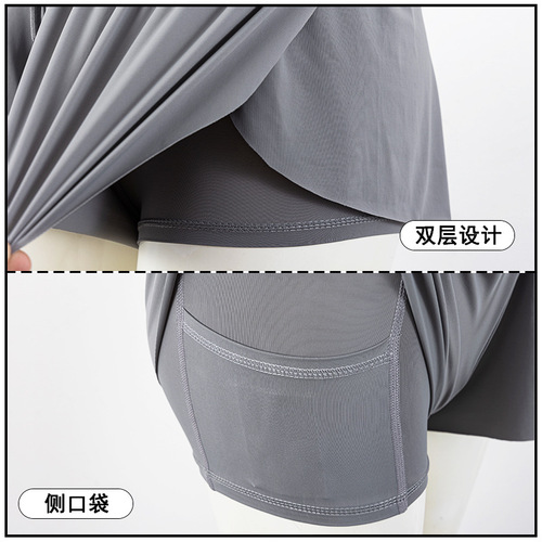 Women's International Trade Yoga Short Skirt Cross-border Parent-Child Set Sports Quick-dry Running Tennis Skirt with Pockets Drawstring Breathable Shorts