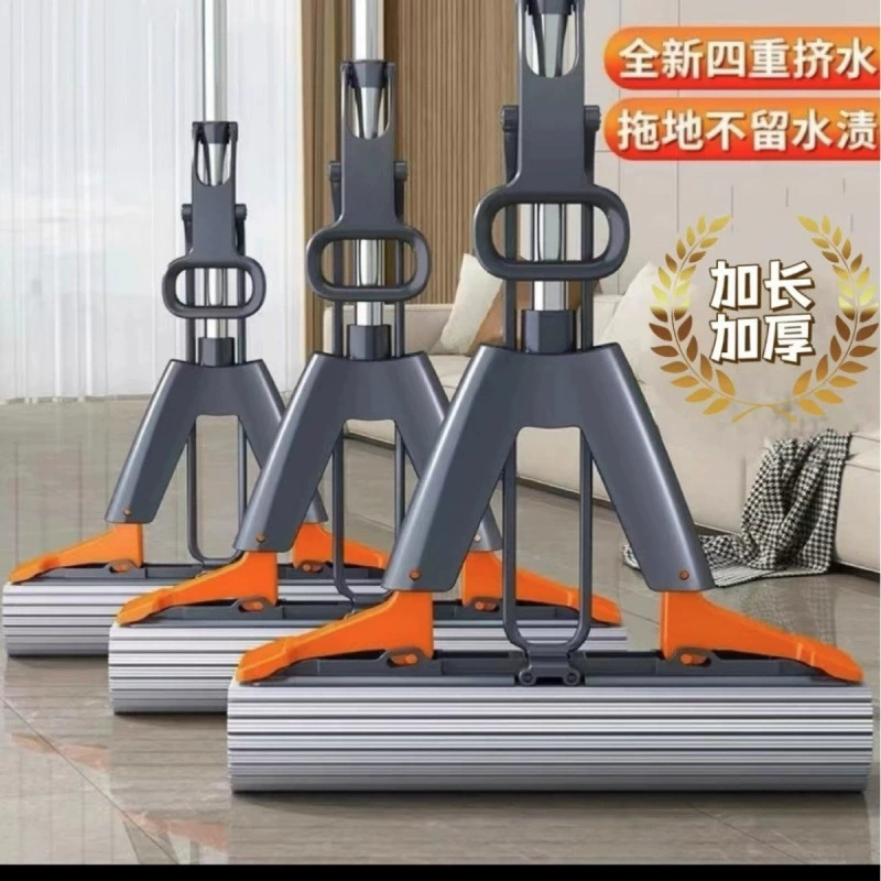 Новая губчатая швабра для домашнего использования, мытье без помощи рук, очень большая и утолщенная, швабра для пола в ванной комнате, одноступенчатая чистка, ленивый человек, утолщенная ручка.